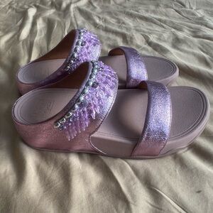 Fitflop Metallic Lavender Slide Sandals